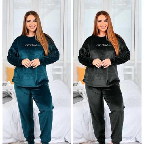 Пижама Vehuiah (2XL-5XL) 242522 green (зима) Vehuiah 242522 green