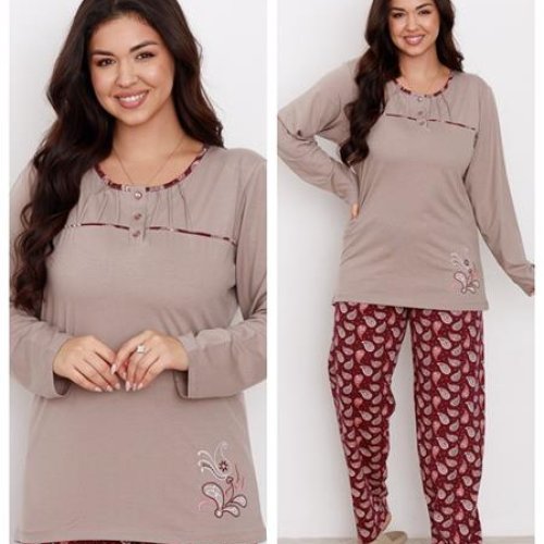 Пижама Vehuiah (2XL-5XL) 58161 beige (деми) Vehuiah 58161 beige