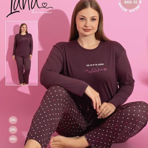 Пижама Vehuiah (3XL-5XL) 665-12 brown (деми) Vehuiah 665-12 brown