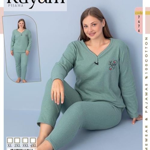 Пижама Vehuiah (XL-4XL) 7476 green (деми) Vehuiah 7476 green