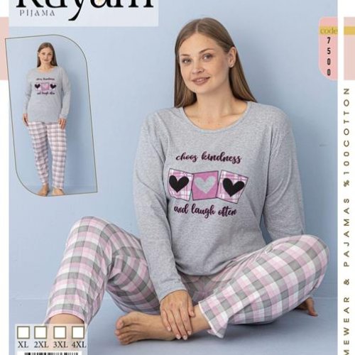 Пижама Vehuiah (XL-4XL) 7500 grey (деми) Vehuiah 7500 grey