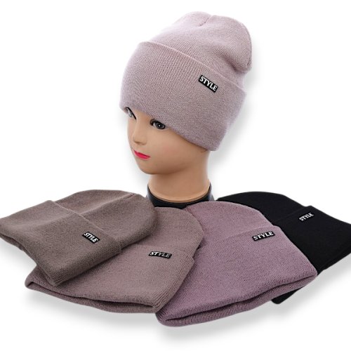 Шапка Angelica (56-60) KM021-4 подвійна mix (зима) Angelica KM021-4 подвійна mix