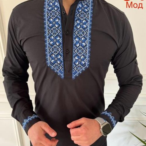 Вышиванка Надийка (S-3XL) ND316-01 black (деми) Надийка ND316-01 black