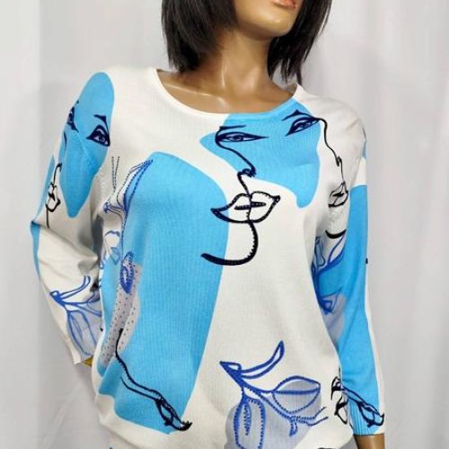 Свитер LIDA (3XL-4XL) 7615 white l.blue (деми) LIDA 7615 white l.blue