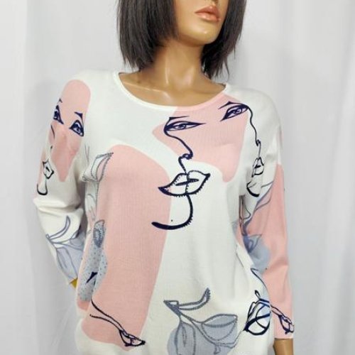 Свитер LIDA (3XL-4XL) 7615 white pink (деми) LIDA 7615 white pink