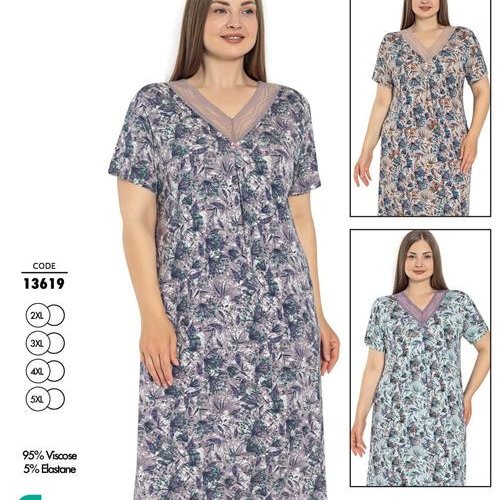 Ночнушка Cotpark (2XL-5XL) 13619 l.blue (лето) Cotpark 13619 l.blue