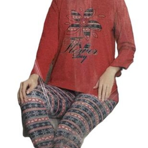 Пижама HomeWear (M-2XL) H113 red (зима) HomeWear H113 red