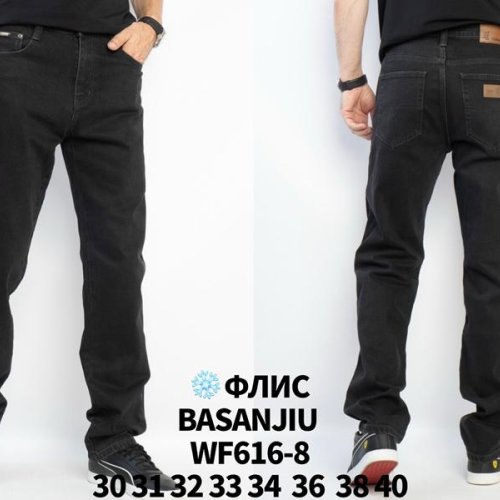 Джинсы Basanjiu (30-40) WF616-8 black (зима) Basanjiu WF616-8 black