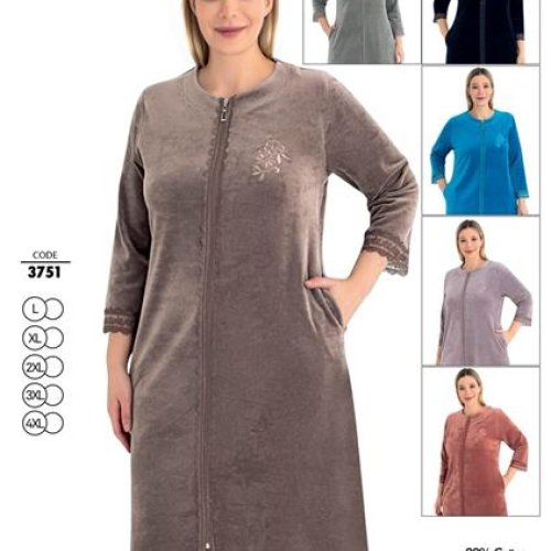 Халат Cotpark (L-4XL) 3751 l.grey (деми) Cotpark 3751 l.grey