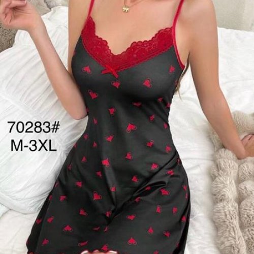 Ночнушка Brilliant (M-3XL) B70283 black-red (лето) Brilliant B70283 black-red