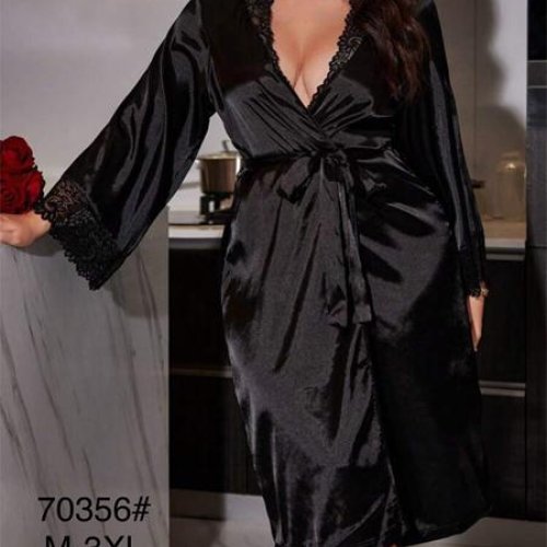 Халат Brilliant (M-3XL) B70356 black (деми) Brilliant B70356 black