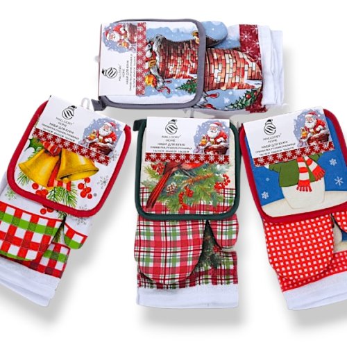 Комплект Obuv OK2 (18*18)&nbsp; 3202 mix Набір кухоний прихватки,рушник (деми) Obuv OK2  3202 mix Набір кухоний прихватки,рушник