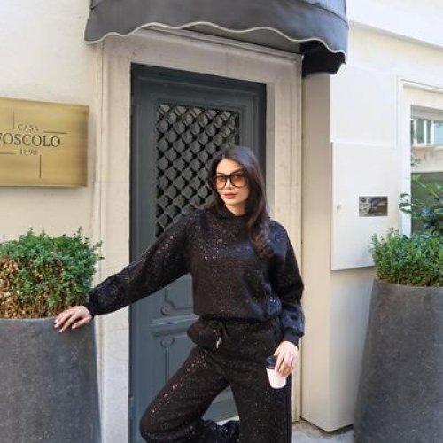 Костюм спорт Karon (S-L) 5845 black (зима) Karon 5845 black