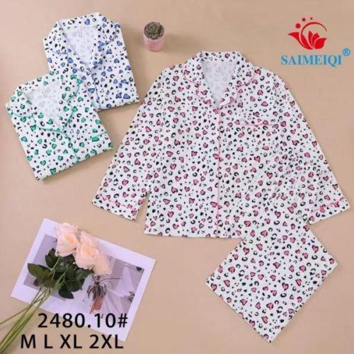 Пижама Estima (M-2XL) 2480-10 white-blue (деми) Estima 2480-10 white-blue