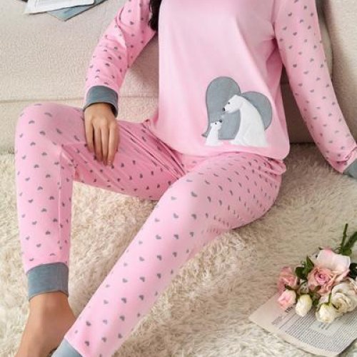 Пижама Estima (M-3XL) 70141 pink (зима) Estima 70141 pink