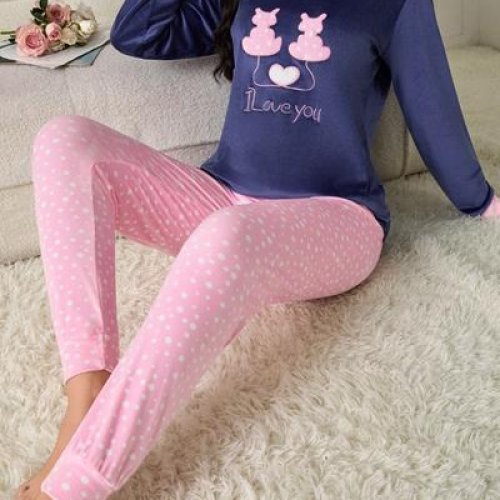 Пижама Estima (M-3XL) 70145 navy (зима) Estima 70145 navy