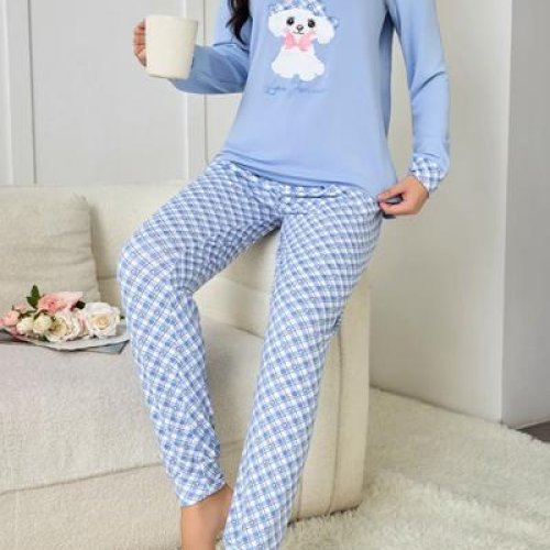 Пижама Estima (M-3XL) 70176 l.blue (зима) Estima 70176 l.blue