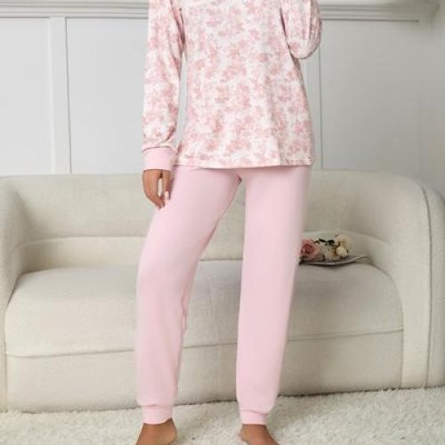 Пижама Estima (M-3XL) 70201 pink (зима) Estima 70201 pink