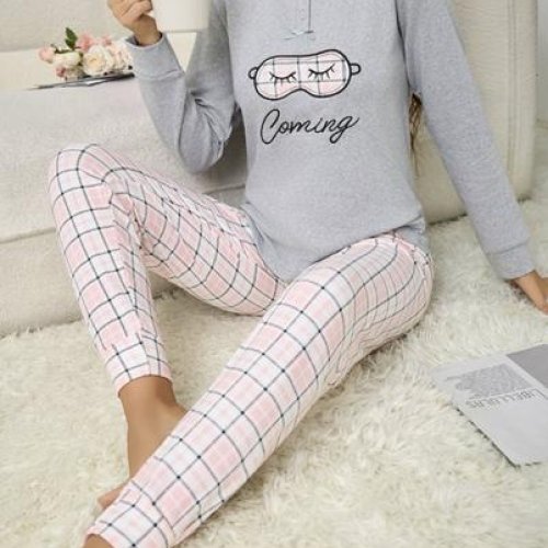 Пижама Estima (S-2XL) 70212 grey-pink (зима) Estima 70212 grey-pink