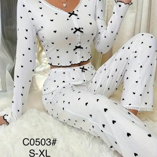 Пижама Estima (S-XL) C0203 white-black (деми) Estima C0203 white-black