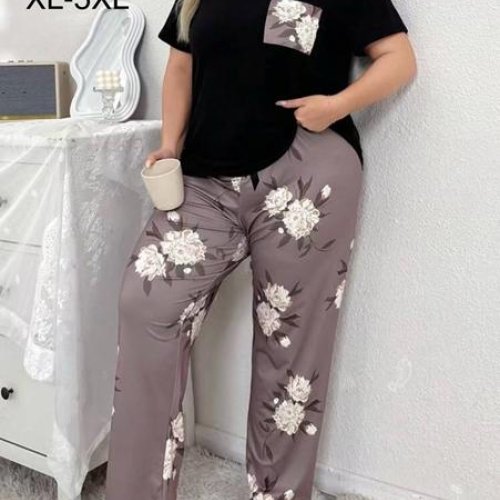 Пижама Estima (XL-5XL) N500022 black-grey (деми) Estima N500022 black-grey