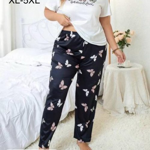 Пижама Estima (XL-5XL) N500031 white-black (деми) Estima N500031 white-black