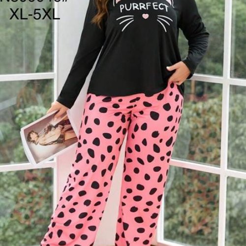 Пижама Estima (XL-5XL) N500046 black-pink (деми) Estima N500046 black-pink