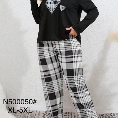 Пижама Estima (XL-5XL) N500050 black (деми) Estima N500050 black