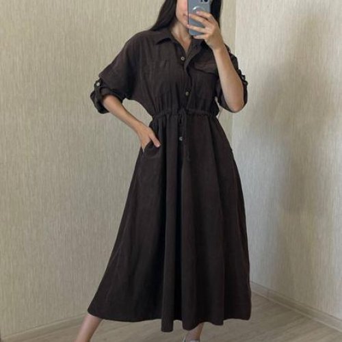 Платье FSN (46-50) 715-1 brown (деми) FSN 715-1 brown