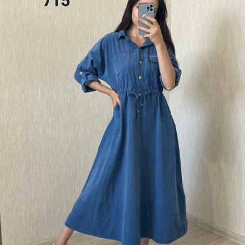 Платье FSN (46-50) 715-1 blue (деми) FSN 715-1 blue