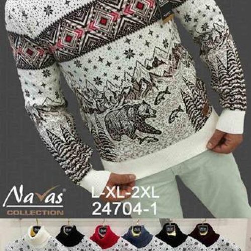 Свитер Navas (L-2XL) 24704-1 brown (зима) Navas 24704-1 brown