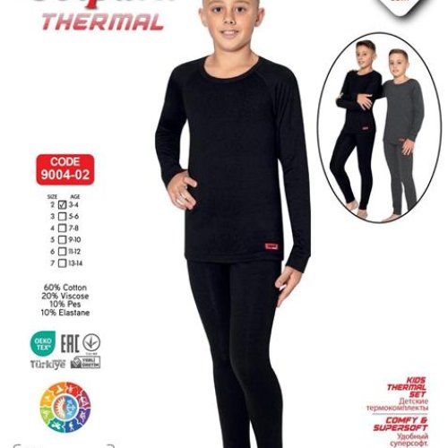 Термобелье Trikotag (3-14) 9004-02 black (зима) Trikotag 9004-02 black