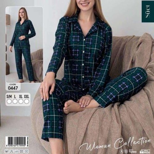 Пижама Estima (S-2XL) 0447 green (зима) Estima 0447 green