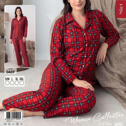 Пижама Estima (S-2XL) 0469 red (зима) Estima 0469 red