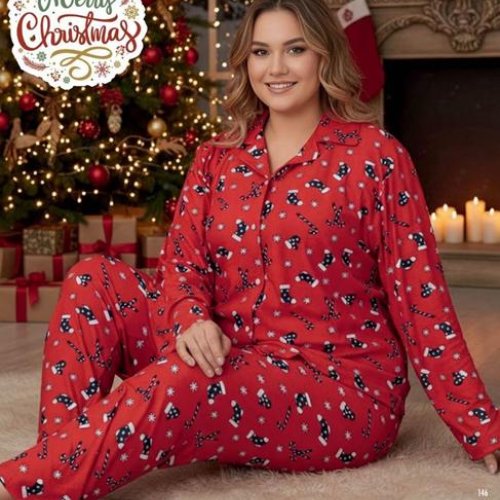 Пижама Estima (2XL-4XL) 6872 red (зима) Estima 6872 red