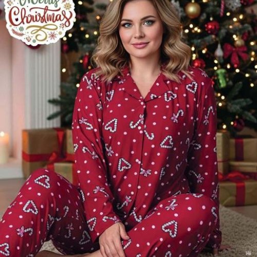 Пижама Estima (2XL-4XL) 6878 red (зима) Estima 6878 red