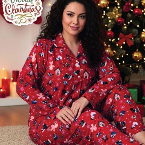 Пижама Estima (2XL-4XL) 6877 red (зима) Estima 6877 red