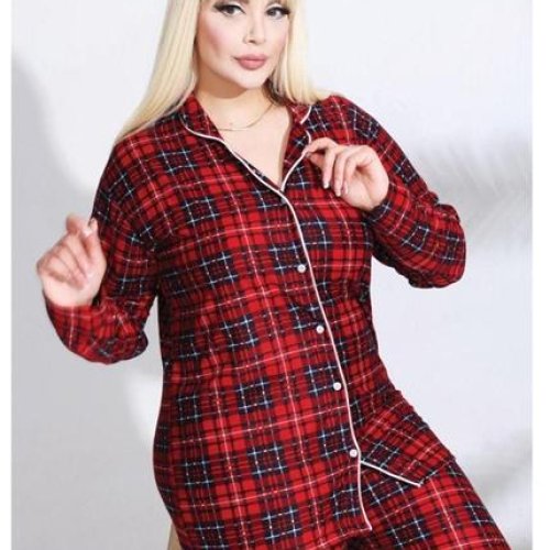 Пижама Estima (2XL-4XL) 2566-8 red (зима) Estima 2566-8 red
