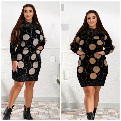 Платье Lola (52-54) LL386 black-beige (зима) Lola LL386 black-beige