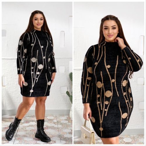 Платье Lola (52-54) LL392 black-beige (зима) Lola LL392 black-beige