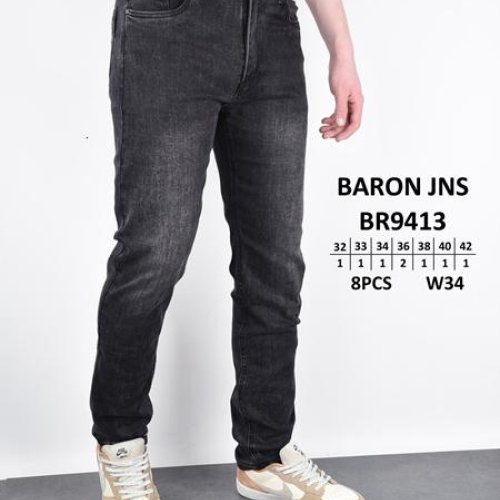 Джинсы Baron Jeans (32-42) BR9413 black (деми) Baron Jeans BR9413 black