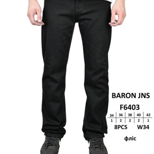 Джинсы Baron Jeans (34-42) F6403 black (зима) Baron Jeans F6403 black