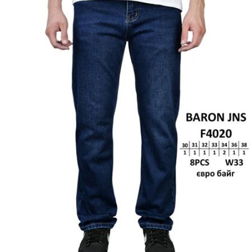 Джинсы Baron Jeans (29-38) F4020 blue (зима) Baron Jeans F4020 blue