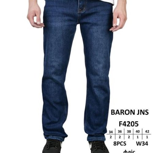 Джинсы Baron Jeans (34-42) F4205 blue (зима) Baron Jeans F4205 blue