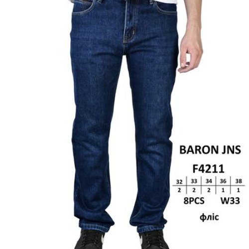 Джинсы Baron Jeans (32-38) F4211 blue (зима) Baron Jeans F4211 blue