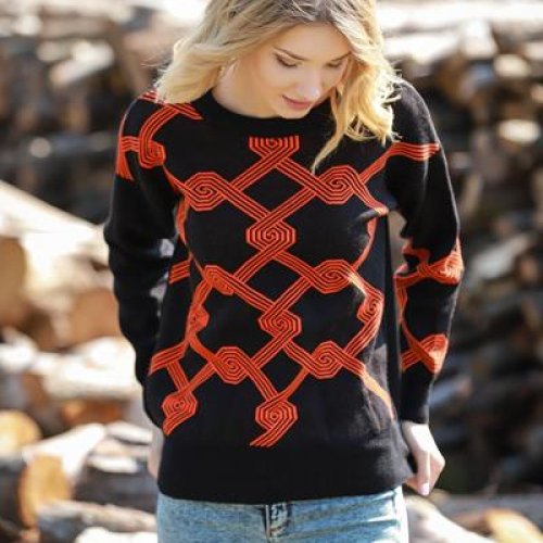 Свитер Shipi (46-50) 3014 black-orange (зима) Shipi 3014 black-orange