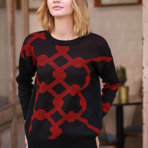 Свитер Shipi (46-50) 3014 black-red (зима) Shipi 3014 black-red