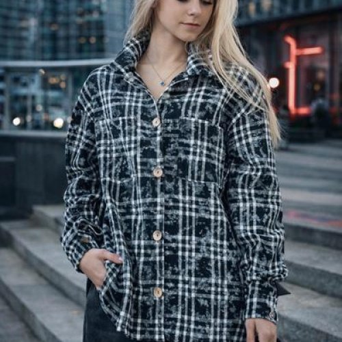 Рубашка Karolina (34-42) KR437 black (зима) Karolina KR437 black