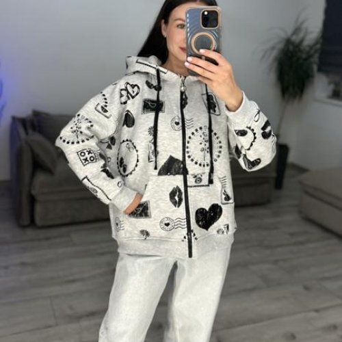 Кофта спорт S.Style (42-48) 602-2 l.grey (зима) S.Style 602-2 l.grey