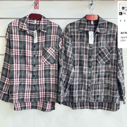 Рубашка Estima (XL-5XL) 1506 grey-pink (деми) Estima 1506 grey-pink